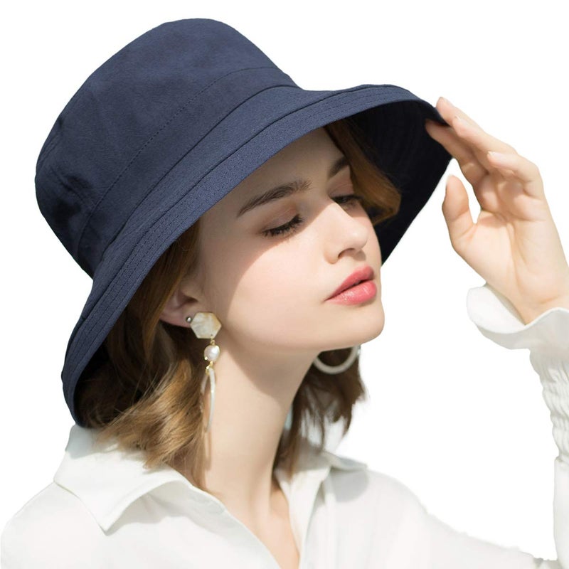 SOMALER Womens Cotton Wide Brim Sun Hats UPF55+ UV Packable Beach Hat Summer Bucket Cap for Travel - Image 3